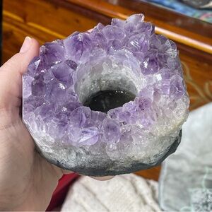 Discounted Amethyst crystal cluster candle holder